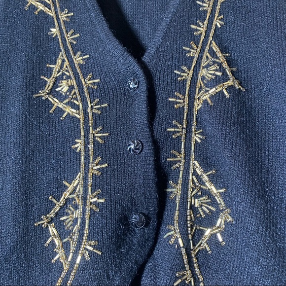 Napa valley hipster sweater sequin vest gold navy button Sargent pepper sz med - Picture 3 of 7